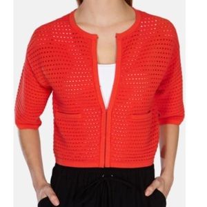 Karen Millen Ripple Texture Knit Cardigan Orange 3